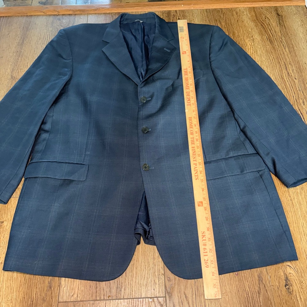 Zanetti Mens 52R Blue Plaid Blazer Angelico Super 130s Wool Sport Coat Italy - Picture 2 of 11